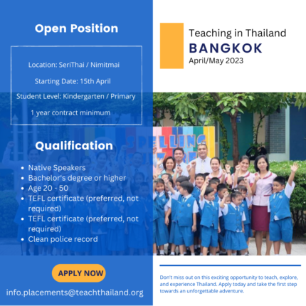 Many Vacancies Available In Bangkok Teaching In Thailand   Teaching Jobs In Thailand 2023 430x430 